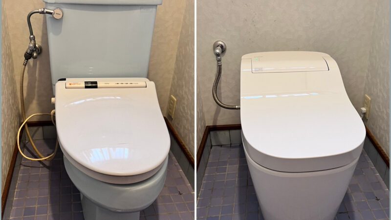 トイレの便ふた自動開閉機能と自動洗浄機能がついているアラウーノS